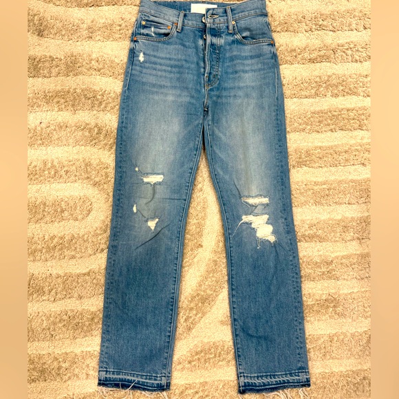 MOTHER High Waisted Hiker Hover Undone Denim On My Knees Jeans🔥 - Picture 12 of 16